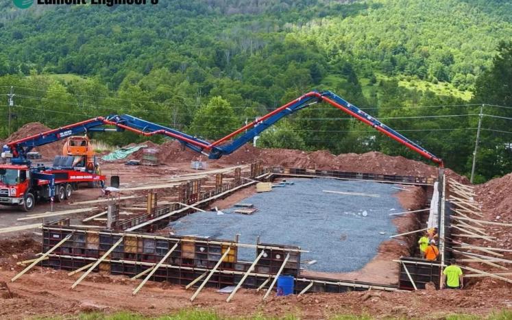 pouring concrete